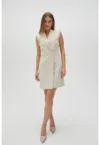Rochie Bej  ajustata - guler V -