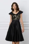 Rochie Ella Collection Anisa neagra cu dantela aurie la bust