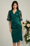 Rochie Ella Collection Catlyn verde de ocazie cu broderie pe bust