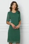Rochie Ella Collection Elsa verde cu insertii din fir lurex si buline