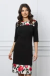 Rochie Ella Collection JJ neagra cu imprimeuri florale
