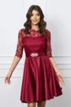 Rochie Ella Collection Mimi bordo cu dantela la bust si cordon in talie