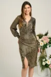 Rochie Ella Collection Noria eleganta din lurex aurie