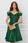 Rochie Ella Collection verde cu paiete la bust