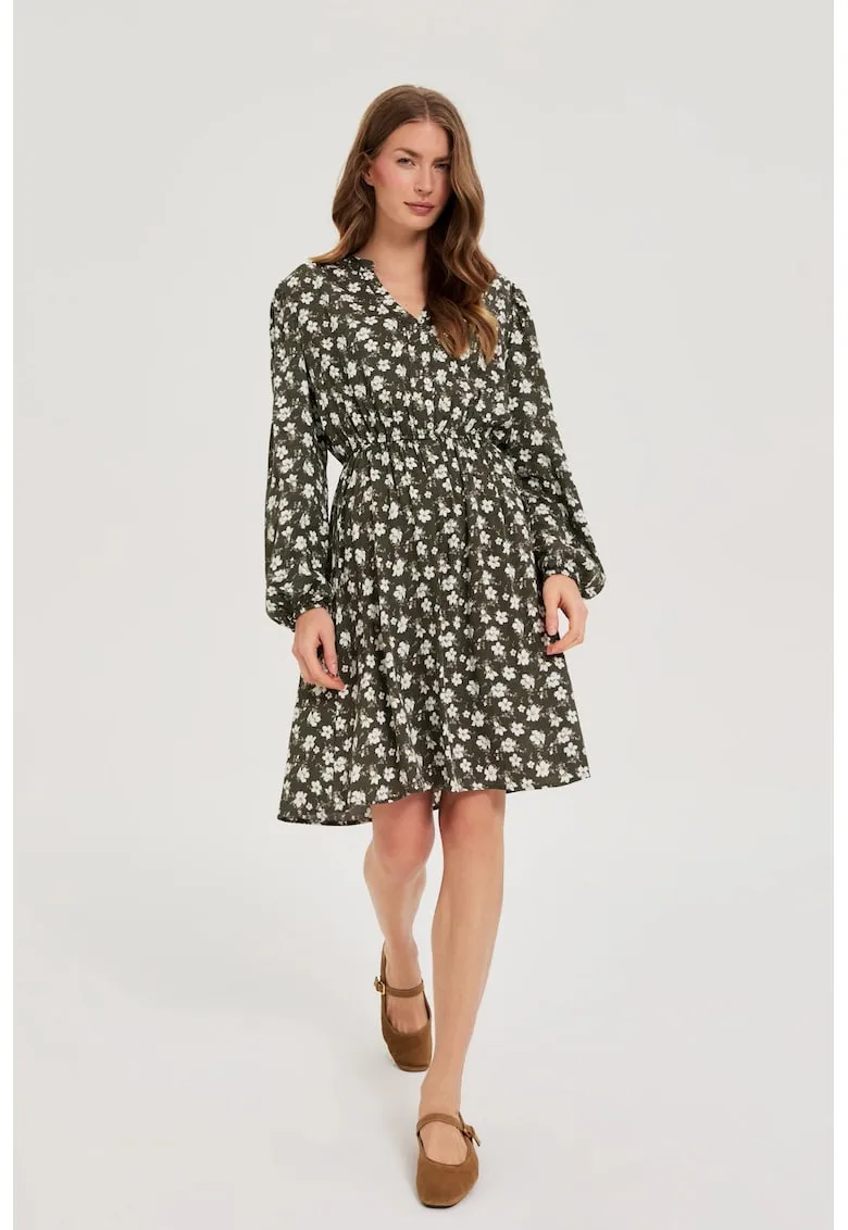 Rochie Flared Floral Oliv