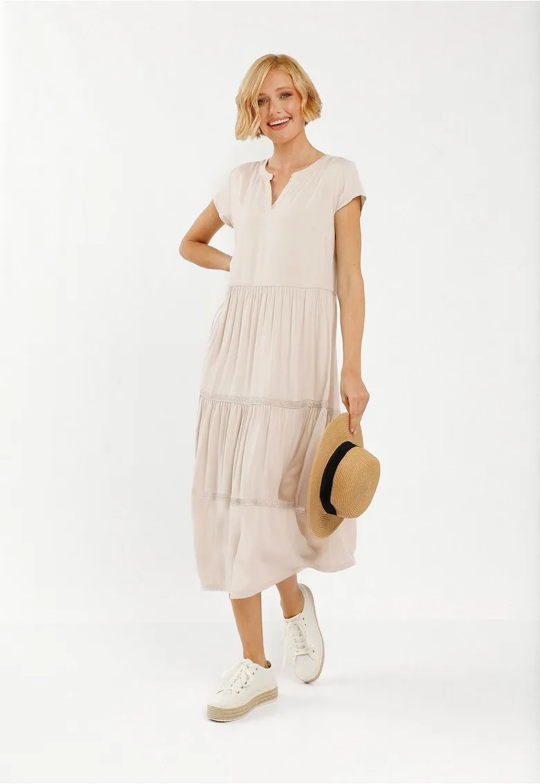 Rochie G-Luma - bej - cu volane