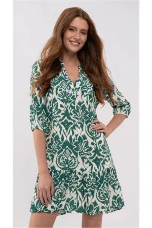 Rochie  G-Peonia - verde cu model