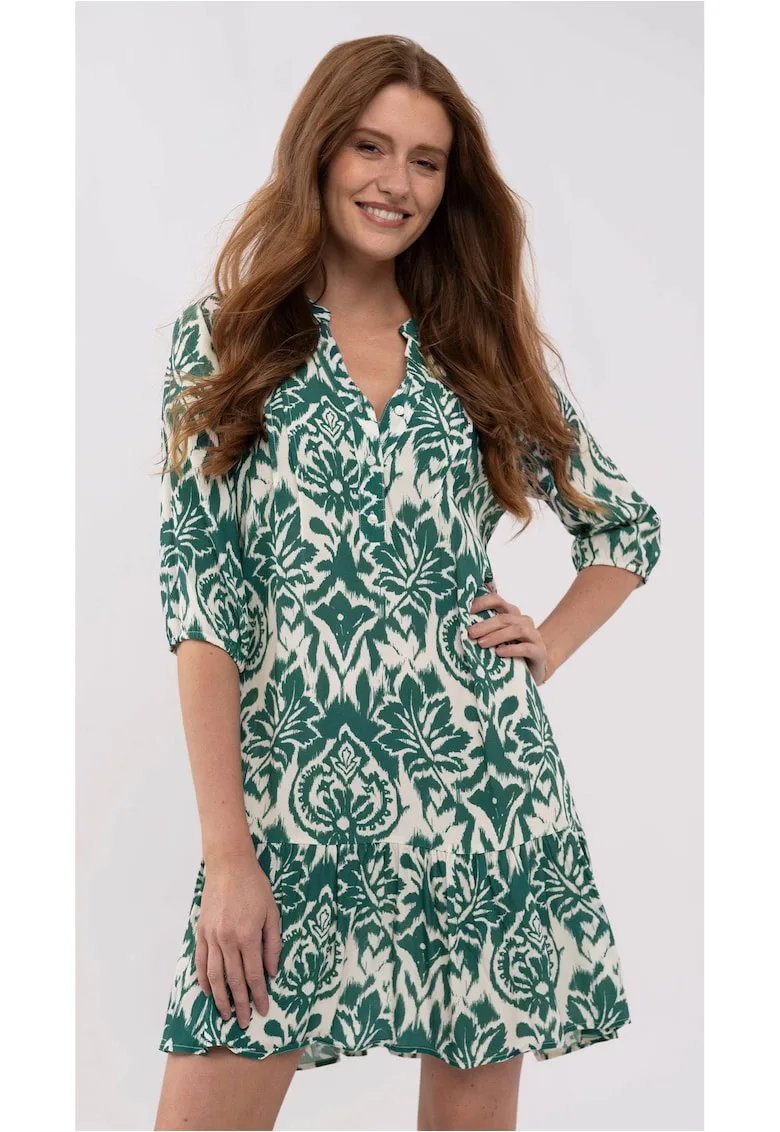 Rochie G-Peonia - verde cu model