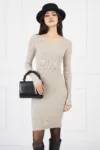 Rochie Gianina bej scurta din tricot