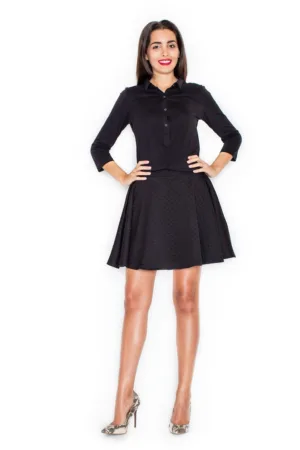 Rochie K258 - negru - bumbac -