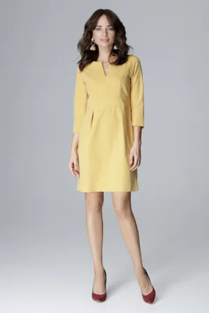 Rochie L004 - galben - poliester si viscoza -
