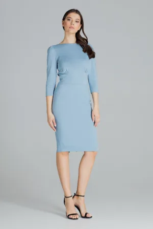 Rochie L079 - albastru - poliester