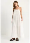 Rochie  LUCCI - guler patrat - brodat - alb - textil