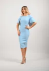Rochie LaDonna bleu conica cu maneca scurta