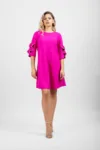 Rochie LaDonna fucsia cambrata cu funde maxi