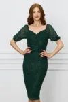 Rochie Larisa conica verde din lurex