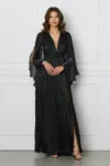 Rochie Leonard Collection lunga negru sidefat