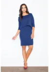 Rochie  M206 - bleumarin - bumbac - design elegant - croiala simpla -