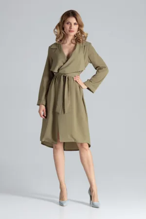 Rochie M464 - maneci lungi - verde - poliester