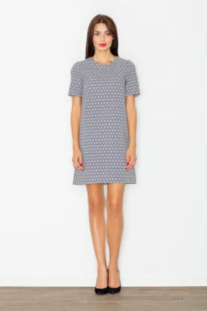 Rochie M519 - albastru - alb - poliester