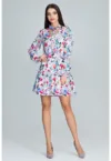 Rochie  M599 - florala - multicolor - maneci lungi - poliester -