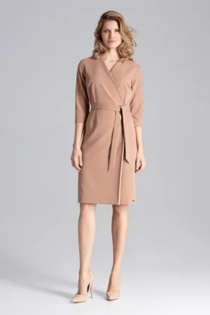 Rochie - M654 - eleganta - midi - maro - poliester 65% - vascoza 35% -