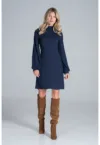 Rochie  M831 - bleumarin - maneci lungi bufante - eleganta - poliester -