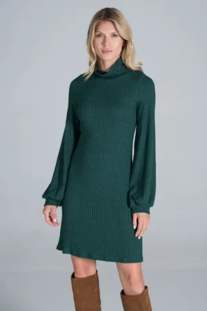 Rochie M831 - verde - tricotata - maneci lungi - poliester -