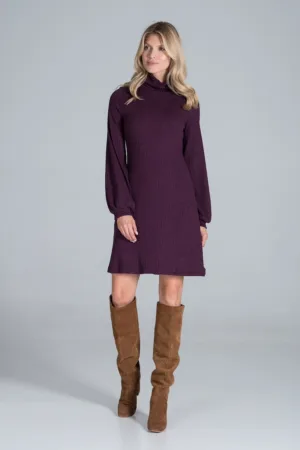 Rochie M831 - violet - maneci lungi - tricotata - poliester -