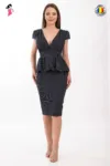Rochie MBG Collection cu buline albe cu croi conic si basc