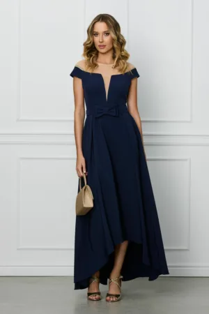 Rochie MBG bleumarin lunga cu funda in talie