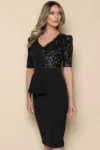 Rochie MBG neagra accesorizata cu basc si paiete