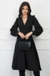 Rochie MBG neagra cu pliuri pe bust si buzunare functionale