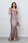 Rochie Mara roz lunga din paiete