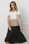 Rochie Maria maro cu negru si volane