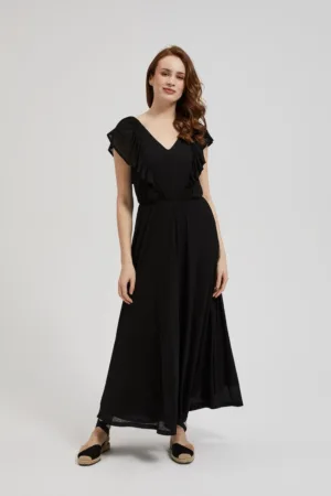 Rochie Maxi Neagra cu Volane