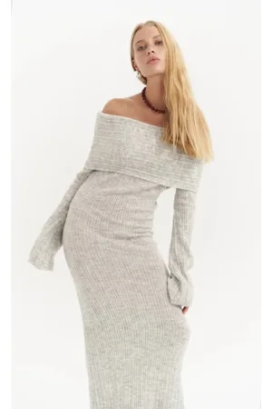 Rochie -  Maxi Valencia - gri - tricot -