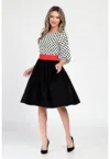 Rochie Medie Dama - Casual - cu Buline alb/negru 309
