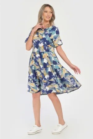 Rochie Medie Dama V289 - cu Imprimeu Abstract