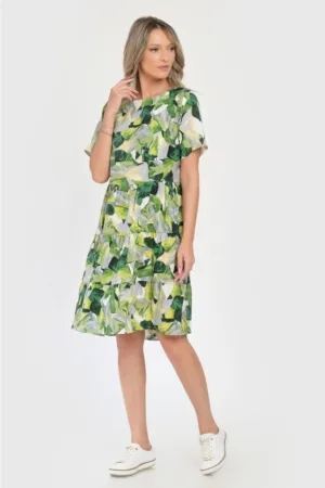 Rochie Medie Dama V290 - cu Imprimeu Abstract