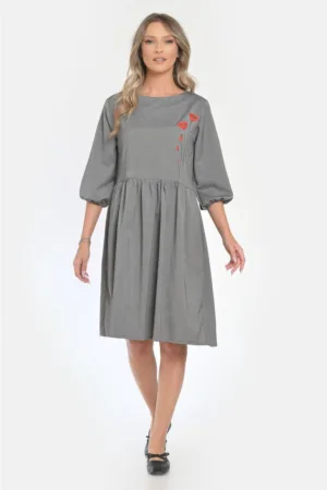 Rochie Medie Dama V295 - Pictata manual - model floral