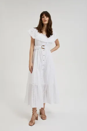 Rochie Midi Alba cu Curea