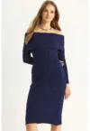Rochie Midi -  Albastru marin - Tricot - Albastru marin -