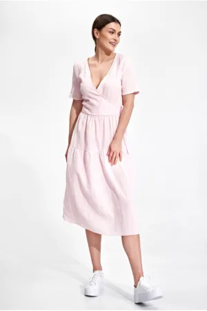 Rochie midi - bumbac - roz