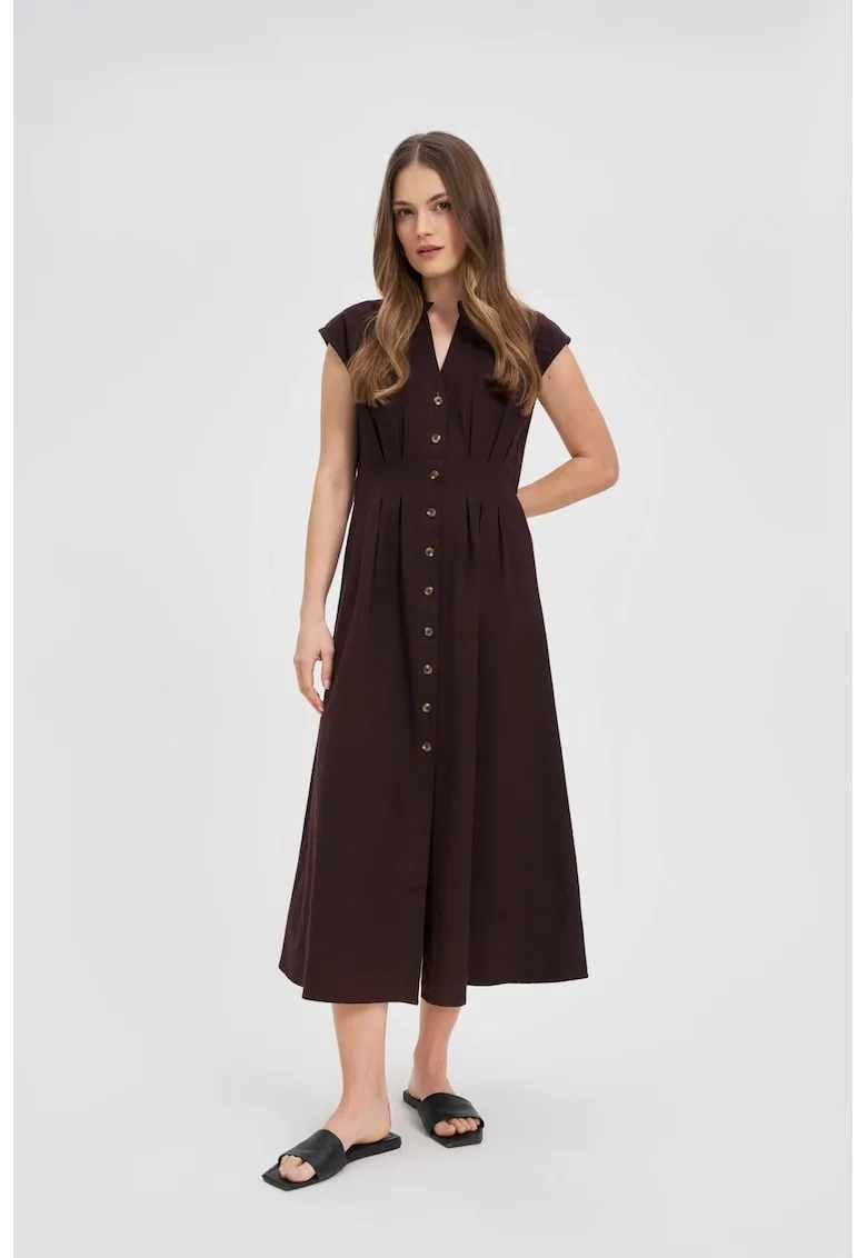 Rochie Midi maron inchis - croi ajustat - lungime pana la glezna - marime