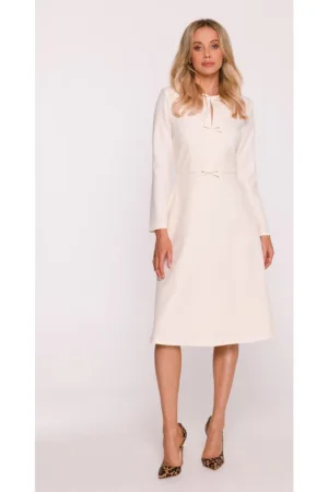 Rochie Midi S414 fildes Maneci lungi - Decolteu rotund - Spate fermoar - Material neted - Captuseala completa