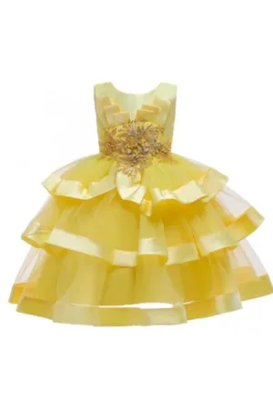 Rochie  Model Cu Volane - Eleganta - Fara maneca - Galben