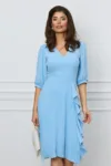 Rochie Moze bleu cu volan pe fusta