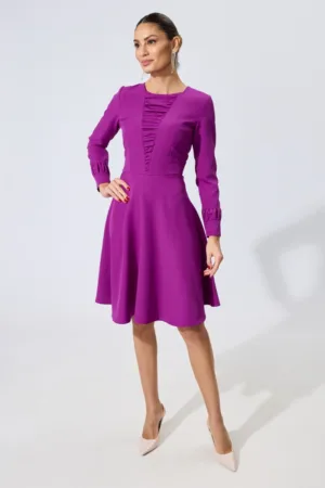 Rochie Moze eleganta in clos cu detalii incretite Ilona Violet