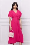Rochie Moze fucsia cu floare in talie